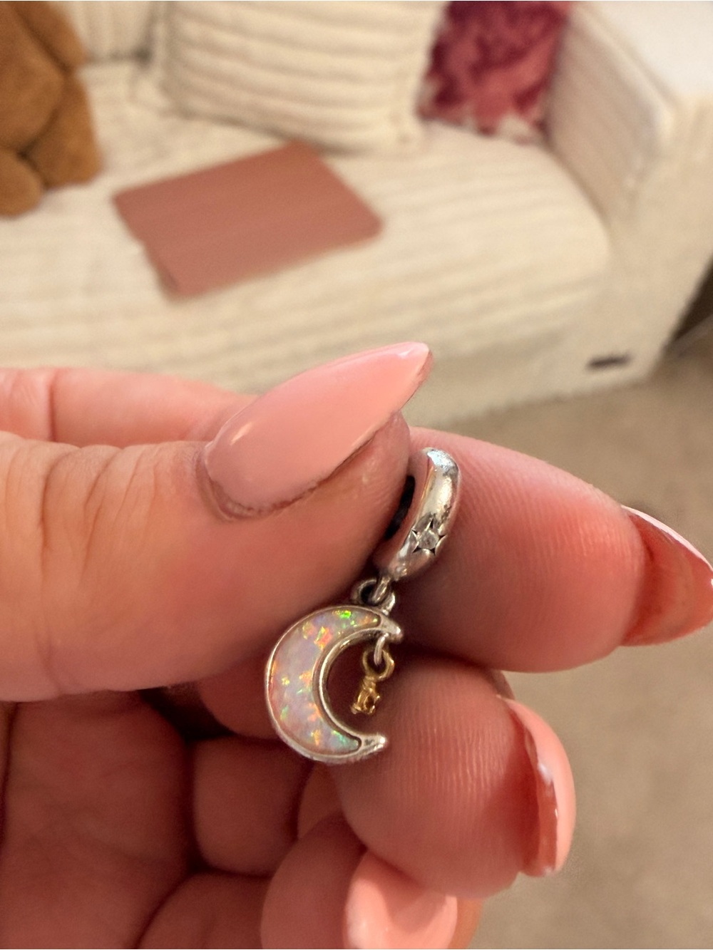 Pandora Pink Opal Crescent Moon Charm - Women Jewelry - Picture 2 of 4